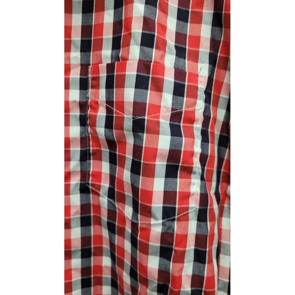 Banana Republic Button Front Shirt Top Men's XL Extra Large Black Red Plaid‎ - Picture 8 of 10